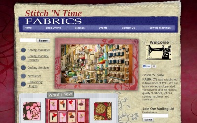 Website Design for Stitch 'N Time Fabrics