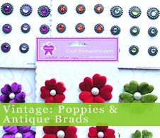 Vintage Poppies &  Vintage Brads scapbook embellishment