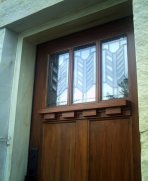 marblized door casing matching stone facing