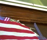 This is a close up view of the overhead casing of the church doors at the north entrance