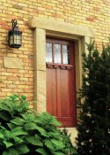 Red mahogany door left side view