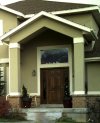 Closeup of woodgrained entry door 