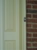 This is a closeup picture of the two-tone painted door.