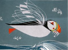 Charley Harper pillow - Puffin in Flight