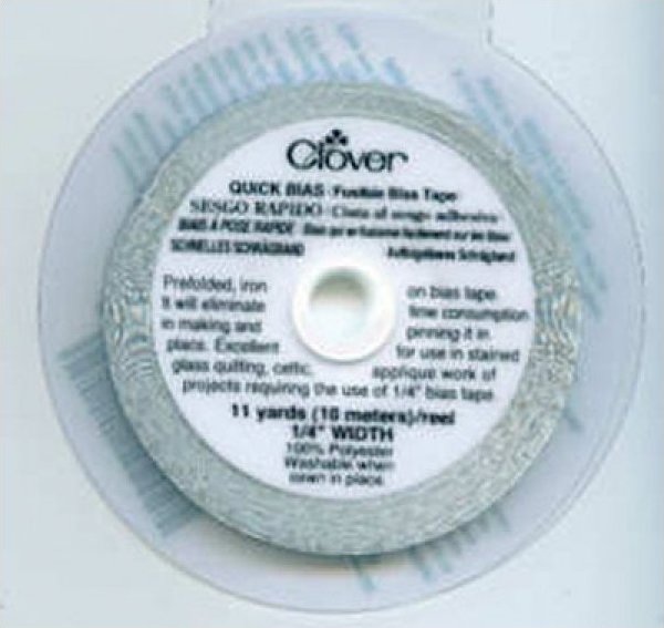 Clover Quick Bias Fusible Bias Tape 1/4 inch Wide 11 Yards Silver Metallic