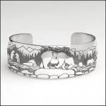 Fising Bears sterling silver bracelet, Northwest Coast Native American Jewelry