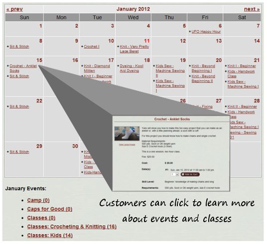 Help customers get involved with a functional events calendar.