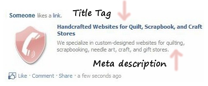 See title tag and meta description on Facebook posts.