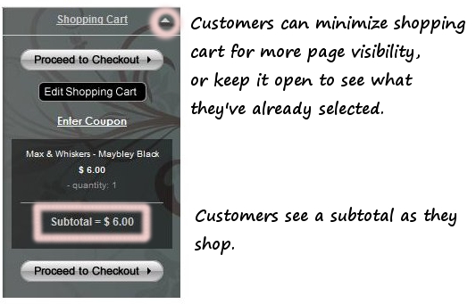 Our shopping cart is easy for customers to use.