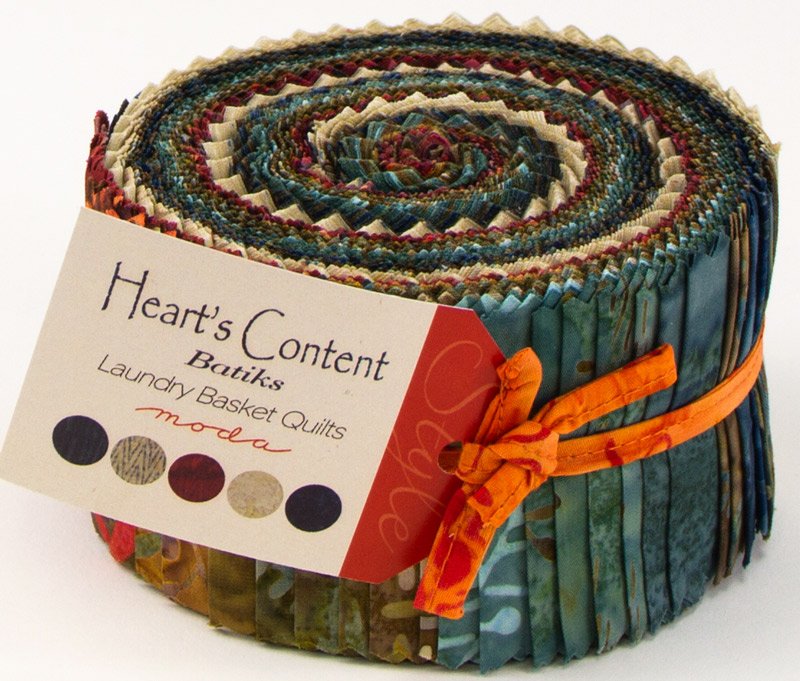 Heart's Content Batiks Jelly Roll by Laundry Basket Quilts for Moda 42190JR