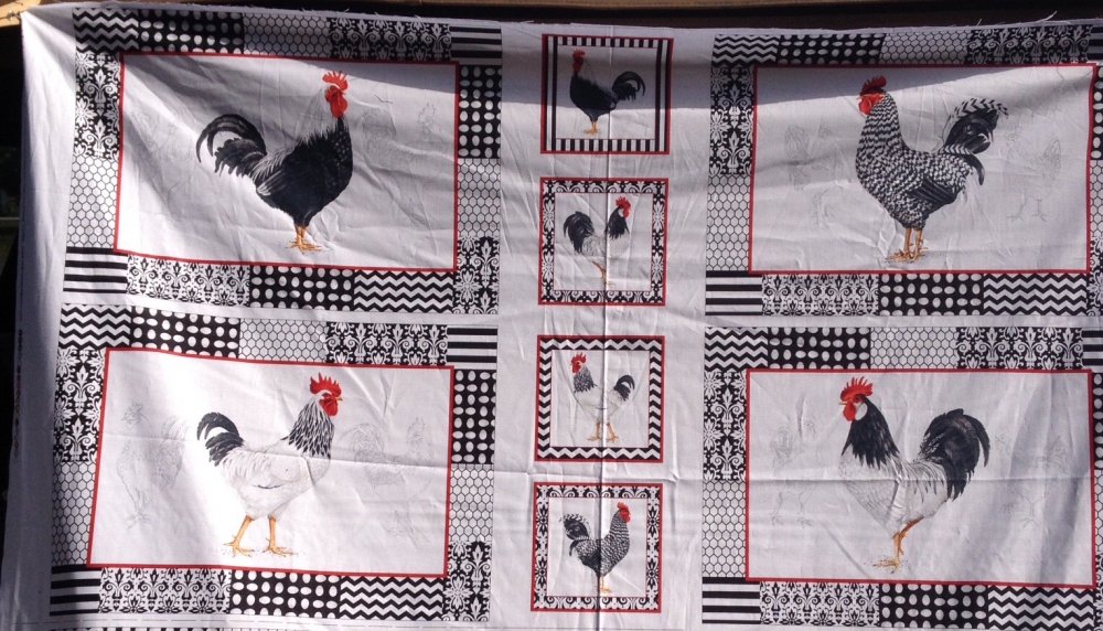 Black Tie Boogie Chicken Panel Placemats by Red Rooster Fabric