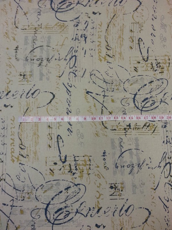 French Script Citron Green Teal Cream Large Graphic Cotton Fabric Drapery Fabric TC100