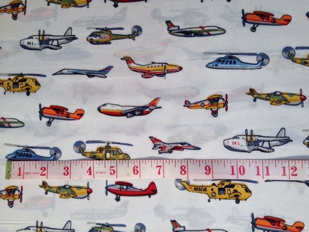 Airplanes Helicopters Planes Jets Aircrafts Cotton Fabric Quilt Fabric MD01