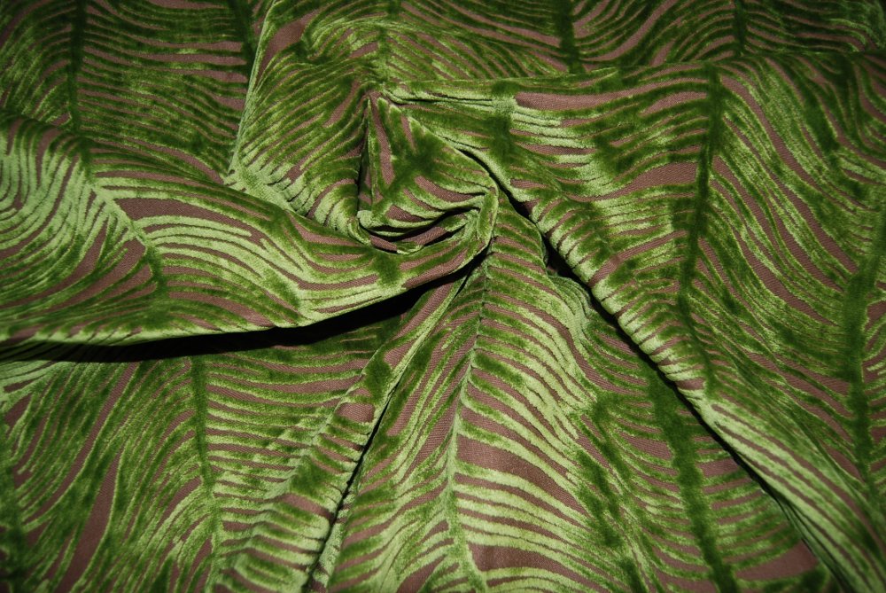 Peacock Plume Luxurious Cut Velvet Citrus Green Heavy Velvet Upholstery