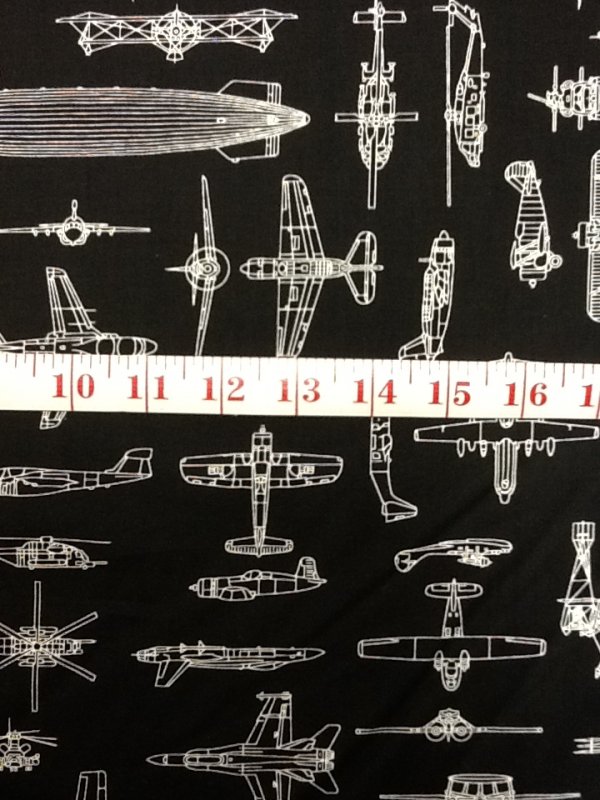 Military Airplanes, Helicopter Naval Aviation Cotton Fabric Quilting