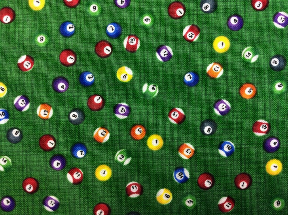 Billiard Balls Pool Table Sports Colorful Cotton Fabric Quilt Fabric TT24