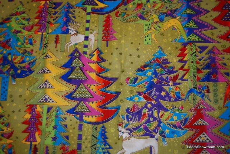 Laurel Burch Holiday Celebrations Reindeer Christmas Quilt Fabric