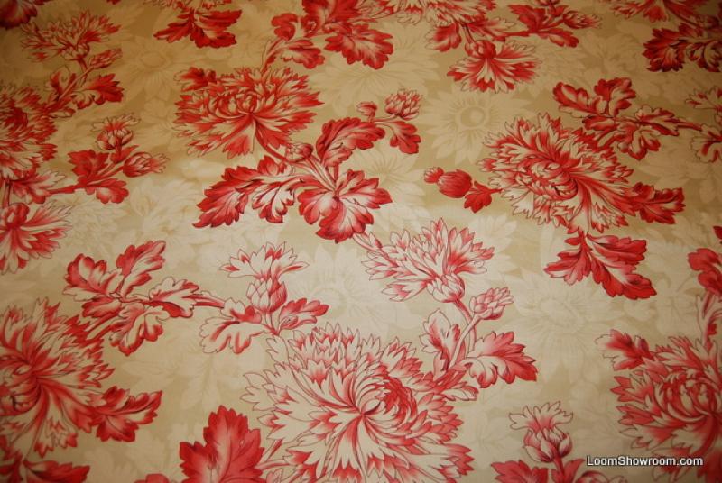 WB136 Jacobean Print Floral Pink and White Rose Flowers Cream White