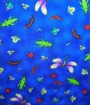 Bugs and Dragonflies on Blue