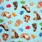 Quilting Purrfection - Blue Checked Bkgd