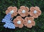 Knitter's Garden - ORANGE flowers & butterfly - 6 Packages