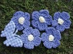 Knitter's Garden - BLUE flowers & butterfly - 6 Packages