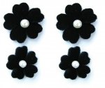 Vintage Poppies with Pearl Brads - BLACK 