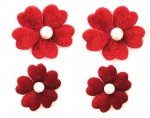 Vintage Poppies with Pearl Brads - RED 
