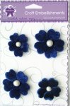 Vintage Poppies with Pearl Brads - BLUE 