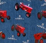 Farmall Tractor with logo over blue