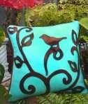 Bird In The Hand Wool Applique Pillow