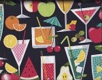Timeless Treasures Hoodie's Collection Fruit Drink 8376 Black