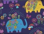 Timeless Treasures Kidz Elephants C8755 Navy