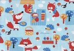 Timeless Treasures Fun Foxes Blue C9466