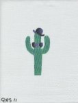 Green Cactus with stripes and top hat-QRS 11