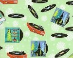 12 Joys of Christmas Vintage Cotton Fabric Record Player Retro