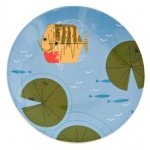 Charley Harper Yellow Fish and Lillypad Ceramic Fish Plate Mid Century Modern Design Todd Oldham Free USA  Shipping. 9 7/8 diameter