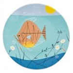 Charley Harper Orange Fish Ceramic Fish Plate Mid Century Modern Design Todd Oldham Free USA  Shipping. 9 7/8