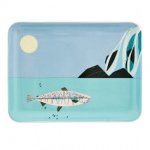 Charley Harper Fish and Waterfall Ceramic Fish Blue Tray Mid Century Modern Design Todd Oldham  8