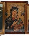 Chromolithograph Our Lady of Perpetual Help Very Old Print Wood Frame Under Glass D11JMF