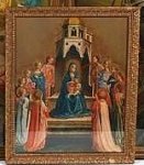 Chromolithograph Frangelico Fra Angelico Madonna with Angels Very Old Print in Gilt Frame under glass  D13JMF