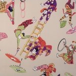 Carnival Fun Retro Circus Print Toile Heavy Weight Cotton Fabric Drapery Fabric LDSO513