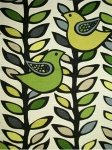$17.99 per yard! Scandinavian Retro Modern Folk Art Bird Leaves Black Trees Branches Linen Texture Heavy Cotton Fabric Drapery Fabric LHD116
