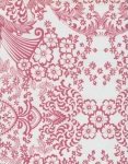Oilcloth Bright Fuschia Lace Cut Out Bird Floral Print Vinyl Classic Oilcloth Vintage Style $9.99 per yard OC102