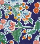 Oilcloth Rich Sea Blue Navy Floral Mexico Print Vinyl Classic Oilcloth Vintage Style $9.99 per yard OC111