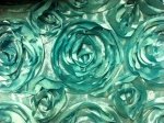 Satin Rose Flower Applique Apparel Fabric Event Fabric POOL Blue KOS009