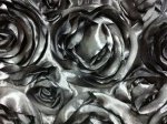 Satin Rose Flower Applique Apparel Fabric Event Fabric Pewter KOS012