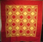 OCEAN WAVES ANTIQUE QUILT,  PA. Mennonite, red and yellow