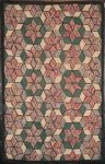 SIX POINT STARS TUMBLING BLOCKS ANTIQUE HOOKED RUG