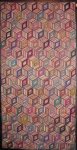STRIPED CUBES ANTIQUE HOOKED RUG